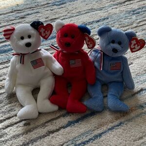 Ty Beanie Baby America Bears Trio Red White And Blue